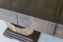 Casa Padrino table à manger de luxe en bois massif H. 77 cm - Différentes Couleurs et Tailles - Table de salle à manger en bois massif au look rustique - Meubles rustiques en bois massif