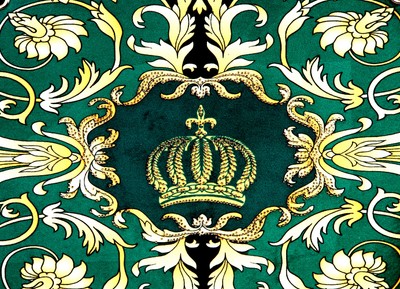 Pompöös by Casa Padrino Luxus Damen Handtasche Baroque Flowers mit Krone und Strass Steinen Grün / Schwarz / Gold 43 x H. 43 cm - designed by Harald Glööckler