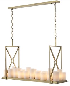 Casa Padrino Luxus LED Kronleuchter Messingfarben / Weiß 120 x 39 x H. 79 cm - Moderner Kronleuchter mit Fernbedienung - Luxus Qualität