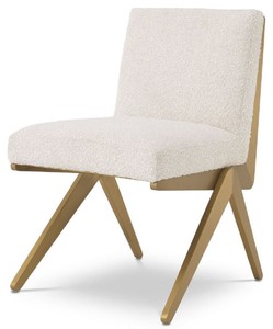 Casa Padrino sedia da pranzo di lusso crema / ottone 54,5 x 62 x A. 80 cm - Mobili per sala da pranzo di lusso