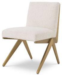 Casa Padrino sedia da pranzo di lusso crema / ottone 54,5 x 62 x A. 80 cm - Mobili per sala da pranzo di lusso