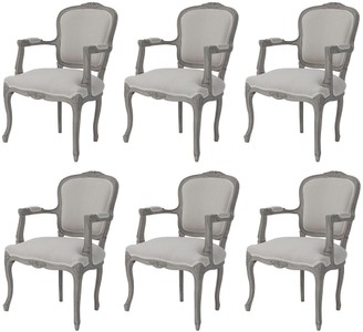 Casa Padrino luxury baroque dining room chair set gray - 6 handmade dining room chairs with armrests in baroque style - Baroque dining room furniture - Luxury Quality