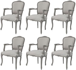 Casa Padrino conjunto de sillas de comedor barroco de lujo gris - 6 sillas de comedor con reposabrazos hechas a mano en estilo barroco - Muebles de comedor barrocos Casa Padrino conjunto de sillas de comedor barroco de lujo gris - 6 sillas de comedor con reposabrazos hechas a mano en estilo barroco - Muebles de comedor barrocos