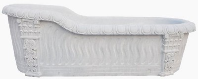 Casa Padrino bañera barroco de lujo blanco 180 cm - Bañera de mármol independiente - Accesorios de baño - Noble y Magnífico
