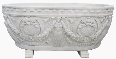 Casa Padrino bañera barroco de lujo blanco 198 cm - Bañera de mármol independiente - Accesorios de baño - Noble y Magnífico
