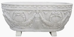 Casa Padrino bañera barroco de lujo blanco 198 cm - Bañera de mármol independiente - Accesorios de baño - Noble y Magnífico
