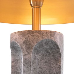 Luxus Designer Marmor Tischleuchte mit Metall Lampenschirm Grau Antik Messing Luxury Designer Marble Table Lamp with Metal Lampshade Gray Antique Brass 