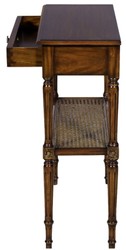 Casa Padrino luxury Art Nouveau bedside table brown 71 x 28 x H. 76 cm - Elegant solid wood bedside table - Side table with drawer and rattan shelf - Bedroom Furniture