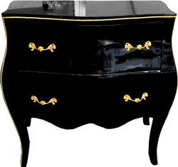 Comò di lusso barocco Casa Padrino oro nero con piano in vetro 85 cm - mobili barocchi Comò di lusso barocco Casa Padrino oro nero con piano in vetro 85 cm - mobili barocchi