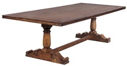 Casa Padrino mesa de comedor de estilo campestre de lujo marrón 275 x 116 x A. 77 cm - Mesa de cocina rústica de madera maciza - Muebles de comedor de madera maciza de estilo campestre rústico