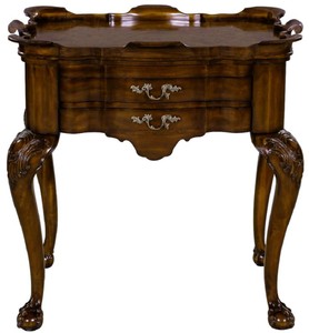 Casa Padrino table d'appoint baroque de luxe avec 2 tiroirs et plateau amovible marron 82 x 62 x H. 80 cm - élégante table à thé en acajou - mobilier de salon baroque - Qualité de Luxe
