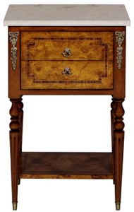 Casa Padrino table d'appoint baroque de luxe marron clair / marron / crème 42 x 31 x H. 68 cm - Table en bois massif avec plateau en marbre - Table de Chevet - Mobilier Baroque