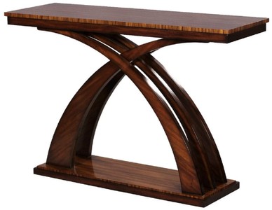 Casa Padrino Console Art Déco de Luxe Marron Foncé / Marron 120 x 40 x H 80 cm - Table Console Acajou - Mobilier de Salon Art Déco