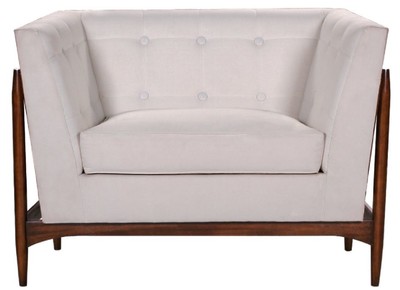 Casa Padrino fauteuil de salon Art Déco de luxe blanc / marron foncé 113 x 78 x H. 83 cm - Mobilier de Salon Art Déco - Qualité de Luxe
