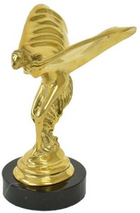 Casa Padrino sculpture en bronze de luxe spirit of ecstasy dame aux ailes or / noir 15 x 15 x H. 21 cm - Noble figure en bronze avec socle en marbre - Accessoires de décoration de luxe