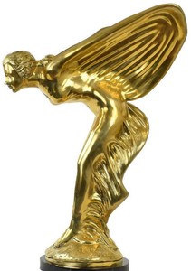 Casa Padrino sculpture en bronze de luxe spirit of ecstasy dame aux ailes or / noir 53 x 71 x H. 114 cm - Noble figure en bronze avec socle en marbre - Accessoires de décoration de luxe