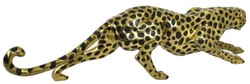 Luxus Deko Bronze Skulptur Figur Gepard Gold Schwarz Luxury Deco Bronze Sculpture Figure Cheetah Gold Black