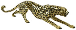 Luxus Deko Bronze Skulptur Figur Gepard Gold Schwarz Luxury Deco Bronze Sculpture Figure Cheetah Gold Black