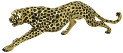 Luxus Deko Bronze Skulptur Figur Gepard Gold Schwarz Luxury Deco Bronze Sculpture Figure Cheetah Gold Black