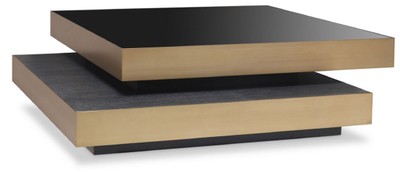 Casa Padrino table basse de luxe laiton / gris anthracite / noir 124 x 135 x H. 32 cm - Table de salon moderne - Mobilier de salon - Qualité de Luxe