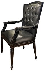 Casa Padrino conjunto de comedor barroco de lujo negro / oro - 1 Mesa de comedor con tapa de vidrio y 6 sillas de comedor - Muebles de comedor nobles en estilo barroco