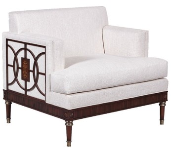 Casa Padrino fauteuil de salon Art Déco de luxe blanc / marron foncé 92 x 83 x H. 82 cm - Mobilier de Salon Art Déco - Qualité de Luxe