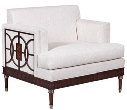 Casa Padrino fauteuil de salon Art Déco de luxe blanc / marron foncé 92 x 83 x H. 82 cm - Mobilier de Salon Art Déco - Qualité de Luxe