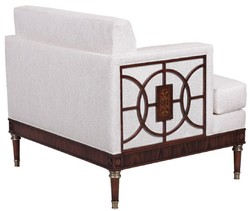 Casa Padrino fauteuil de salon Art Déco de luxe blanc / marron foncé 92 x 83 x H. 82 cm - Mobilier de Salon Art Déco - Qualité de Luxe