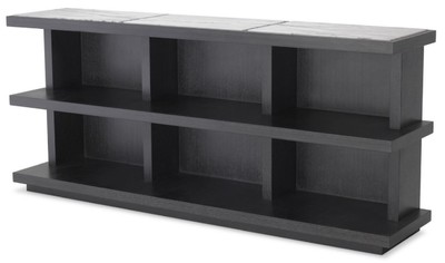 Casa Padrino armoire étagère de luxe gris anthracite / blanc / lilas 160 x 35 x H. 70 cm - Armoire en bois massif noble avec 3 étagères et plateaux en marbre - Meubles de salon de luxe