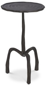 Casa Padrino table d'appoint de luxe bronze Ø 27,5 x H. 48 cm - Table ronde en métal aspect bois - Meubles de salon - Meubles de Luxe