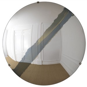 Casa Padrino luxury mirror with blue stripe Ø 119 cm - Round concave wall mirror with wall bracket - Luxury Collection