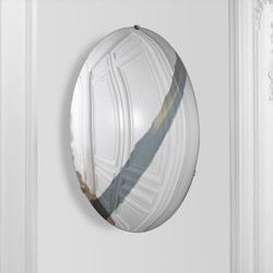 Casa Padrino espejo de lujo con raya azul Ø 119 cm - Espejo de pared redondo cóncavo con soporte de pared - Colección de Lujo