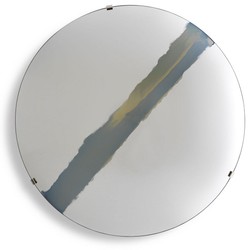 Casa Padrino espejo de lujo con raya azul Ø 119 cm - Espejo de pared redondo cóncavo con soporte de pared - Colección de Lujo