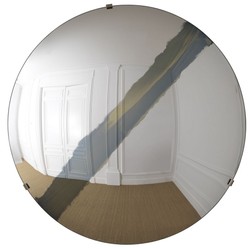 Casa Padrino espejo de lujo con raya azul Ø 119 cm - Espejo de pared redondo cóncavo con soporte de pared - Colección de Lujo