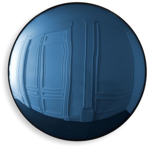 Casa Padrino luxury mirror blue / black Ø 91 cm - Round convex wall mirror - Luxury Furniture