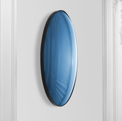 Casa Padrino espejo de lujo azul / negro Ø 91 cm - Espejo de pared redondo convexo - Muebles de Lujo