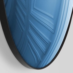 Casa Padrino espejo de lujo azul / negro Ø 91 cm - Espejo de pared redondo convexo - Muebles de Lujo