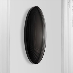 Casa Padrino specchio di lusso nero Ø 91 cm - Specchio da parete rotondo convesso - Mobili di Lusso