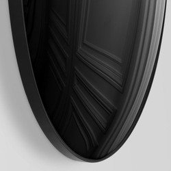 Casa Padrino specchio di lusso nero Ø 91 cm - Specchio da parete rotondo convesso - Mobili di Lusso