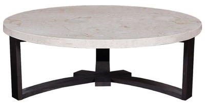 Casa Padrino table basse de luxe crème / marron foncé Ø 130 x H. 45 cm - Table de salon ronde avec plateau en marbre - Meubles de Salon