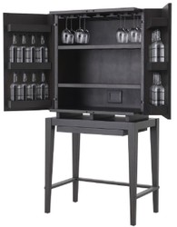 Casa Padrino armoire à vin de luxe gris anthracite / bronze 82,5 x 51 x H. 168 cm - Armoire bar en acajou avec 2 portes - Mobilier de Bar - Qualité de Luxe
