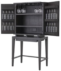 Casa Padrino armoire à vin de luxe gris anthracite / bronze 82,5 x 51 x H. 168 cm - Armoire bar en acajou avec 2 portes - Mobilier de Bar - Qualité de Luxe
