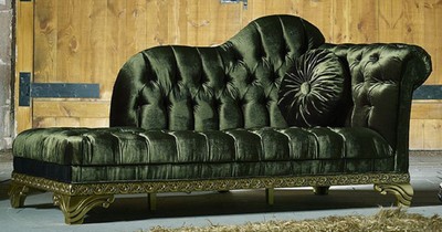 Casa Padrino chaise longue barocco di lusso verde - Chaise longue in legno massello fatta a mano con velluto pregiato e cuscino decorativo - Mobili Barocchi - Nobile e Splendido