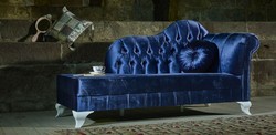 Casa Padrino chaise longue boulle barocco di lusso blu / bianco - Chaise longue in legno massello fatta a mano con velluto pregiato e cuscino decorativo - Mobili Barocchi - Nobile e Splendido