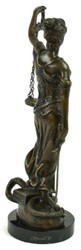 Casa Padrino figura decorativa de lujo Justitia bronce antiguo / negro 21 x 11 x A. 43 cm - Figura de bronce con base de mármol - Accesorios Decorativos
