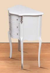 Casa Padrino mesita de noche blanco / plata - Mesita de noche de madera maciza - Mesita de noche con 3 cajones - Muebles barrocos hechos a mano