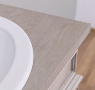 Casa Padrino Landhausstil Badezimmer Set Grau - 1 Doppelwaschtisch & 2 Waschbecken & 2 Wasserhähne & 1 Wandspiegel - Massivholz Badezimmermöbel im Landhausstil
