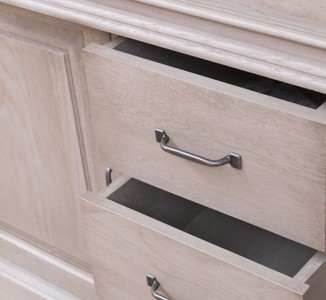 Casa Padrino Landhausstil Badezimmer Set Grau - 1 Doppelwaschtisch & 2 Waschbecken & 2 Wasserhähne & 1 Wandspiegel - Massivholz Badezimmermöbel im Landhausstil