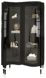 Casa Padrino vitrine Art déco de luxe noir / argent - Vitrine en bois massif fabriqué à la main avec 2 portes vitrées - Meubles de Salon Art Déco
