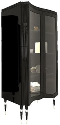 Casa Padrino vitrine Art déco de luxe noir / argent - Vitrine en bois massif fabriqué à la main avec 2 portes vitrées - Meubles de Salon Art Déco
